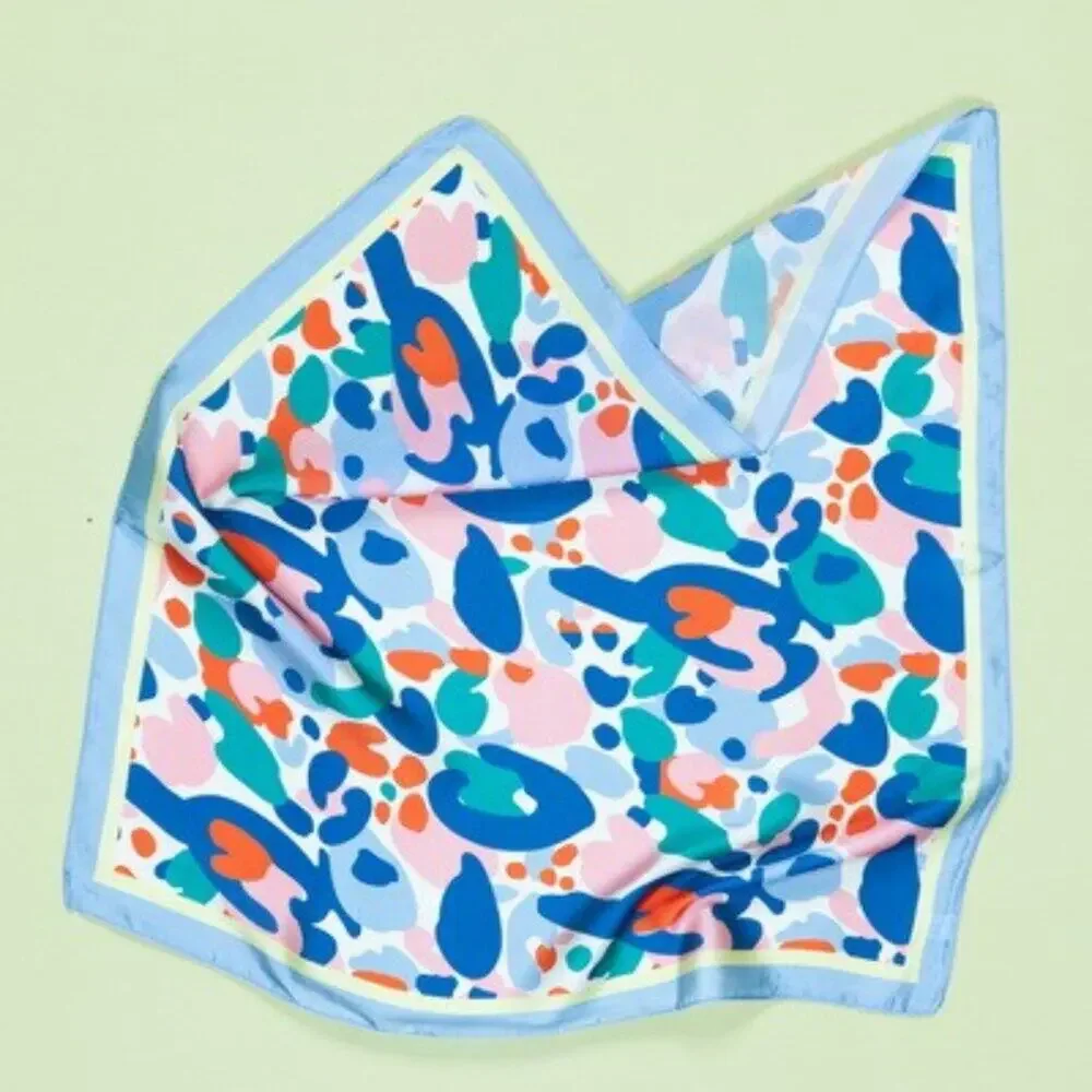 A218-E • Bold Abstract Leopard Silky Bandana Scarf - Picture 1 of 4